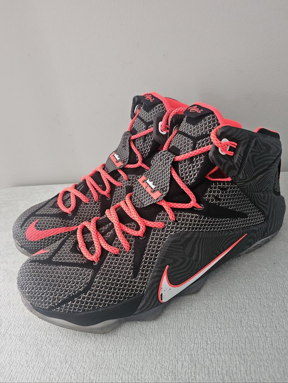 NIKE Lebron 12 Court Vision Black & Red Athletic, Basketball Shoes, Sneakers